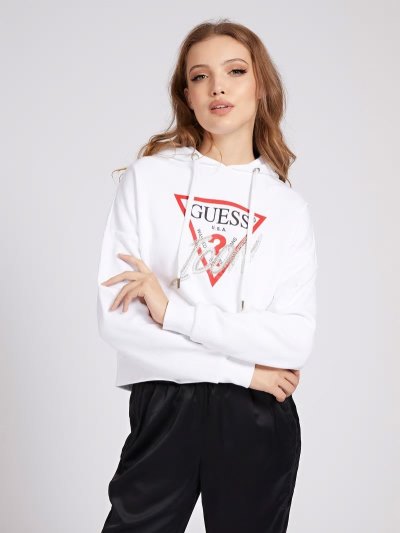 Guess Setting Stones Logo Kadın Tişörtü Beyaz | TR-795360