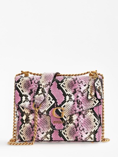 Guess Shenny Python-print Mini Kadın Çapraz Askılı Çanta Pembe | HVMKL69G