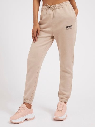 Guess Side Logo Jogger Pant Kadın Jogger Pantolon Bej Rengi | TR-113936