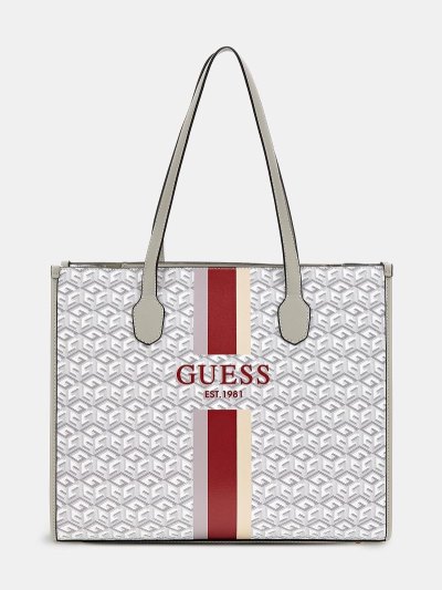 Guess Silvana G Cube Logo Kadın Alışveriş Çantası Krema | TR-025094