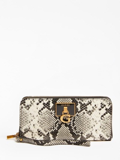 Guess Stephi Python Print Maxi Kadın Cüzdan Siyah | TR-258393