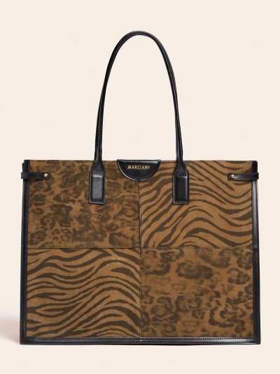 Guess Stilla Real Deri Kadın Alışveriş Çantası Animalier | TR-300280