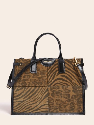 Guess Stilla Real Deri Kadın Alışveriş Çantası Animalier | TR-959184