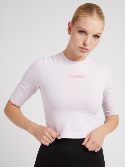 Guess Stretch Crop Kadın Tişört Açık Mor | TR-536764