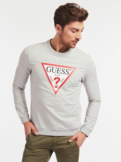 Guess Triangle Logo Erkek Tişörtü Gri | TR-645164