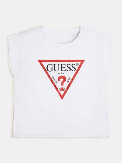 Guess Triangle Logo Çocuk Tişört Beyaz | TR-332849