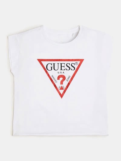 Guess Triangle Logo Çocuk Tişört Beyaz | TR-810587