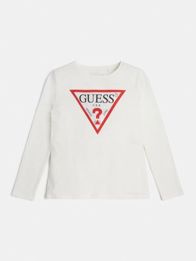 Guess Triangle Logo Çocuk Tişört Beyaz | TR-980374