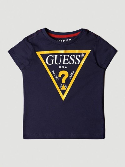 Guess Triangle Logo Çocuk Tişört Koyu Mavi | TR-622711