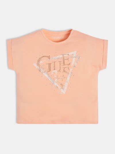 Guess Triangle Logo Çocuk Tişört Pembe | TR-223728