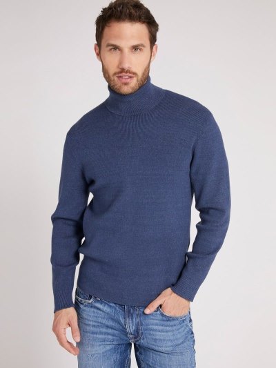 Guess Turtle Neck Erkek Kazak Mavi | TR-187832