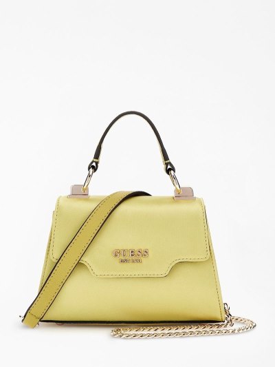 Guess Velina Satin Mini Kadın El Çantası Sarı | TR-174964