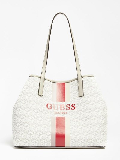 Guess Vikky G Cube Logo Kadın Alışveriş Çantası Krema | TR-557732