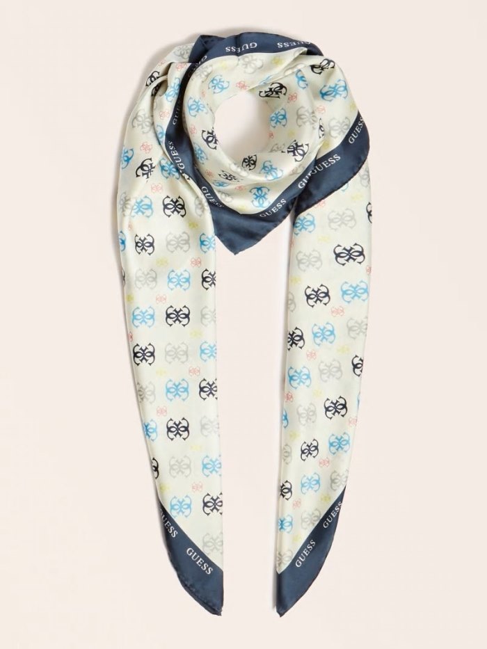 Guess 4g Logo Print Silk Kadın Neckerchief Mavi | TR-078743