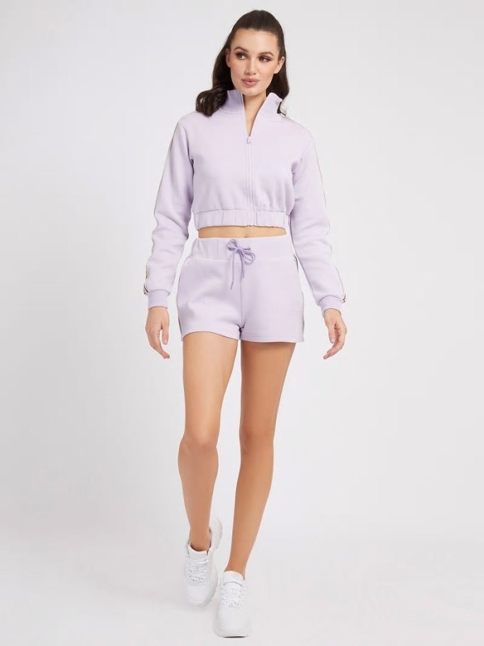 Guess 4g Logo Tape Zip Sabitleme Kadın Tişörtü Lilac | TR-510525