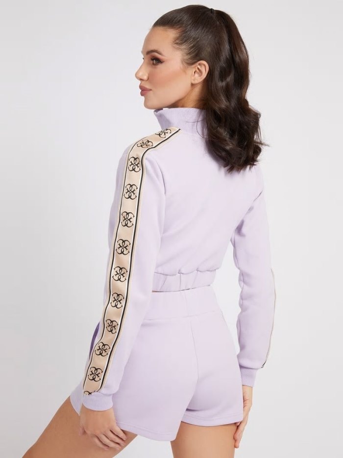 Guess 4g Logo Tape Zip Sabitleme Kadın Tişörtü Lilac | TR-510525