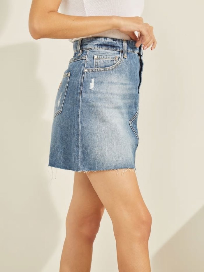 Guess A-line Fit Kadın Denim Skirts Mavi | TR-544687