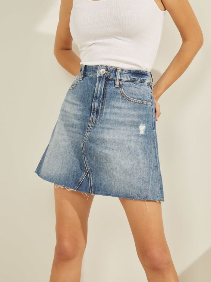 Guess A-line Fit Kadın Denim Skirts Mavi | TR-544687