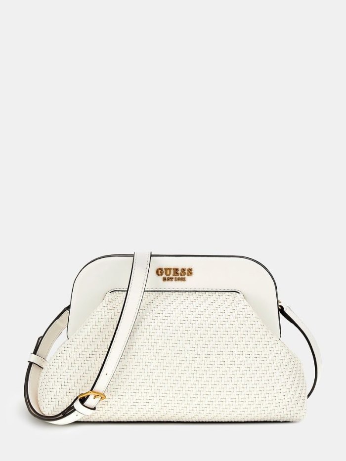 Guess Abey Braided Kadın Debriyaj Çanta Beyaz | TR-161761