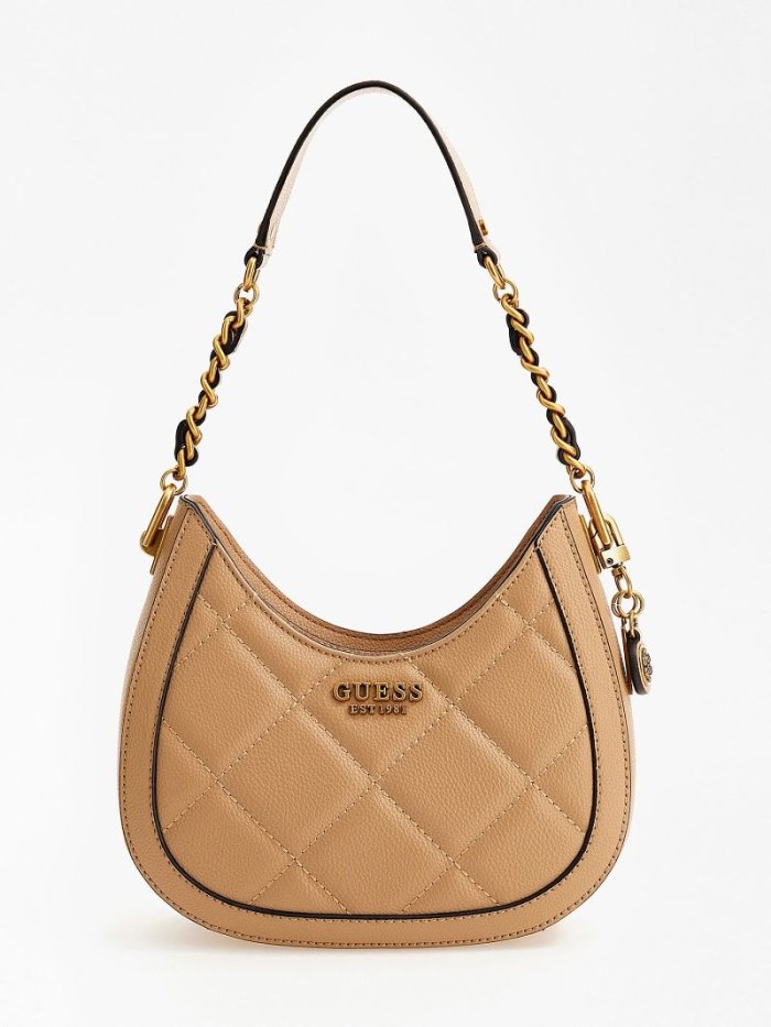 Guess Abey Kapitone Mini Kadın Hobo Çanta Bej Rengi | TR-787275