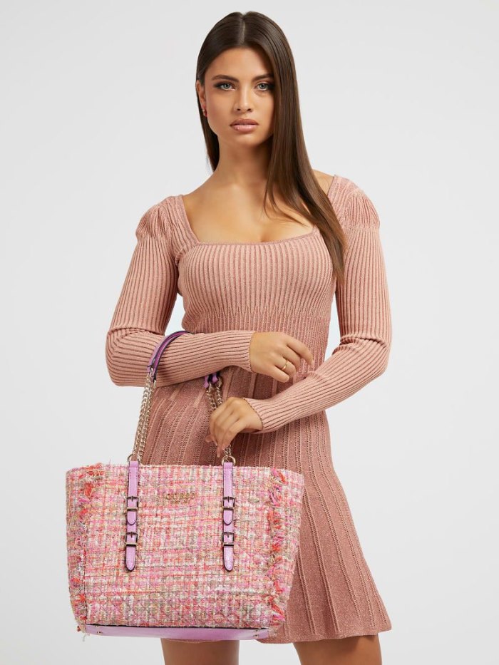 Guess Adam Tweed Kadın Alışveriş Çantası Pembe | TR-246791