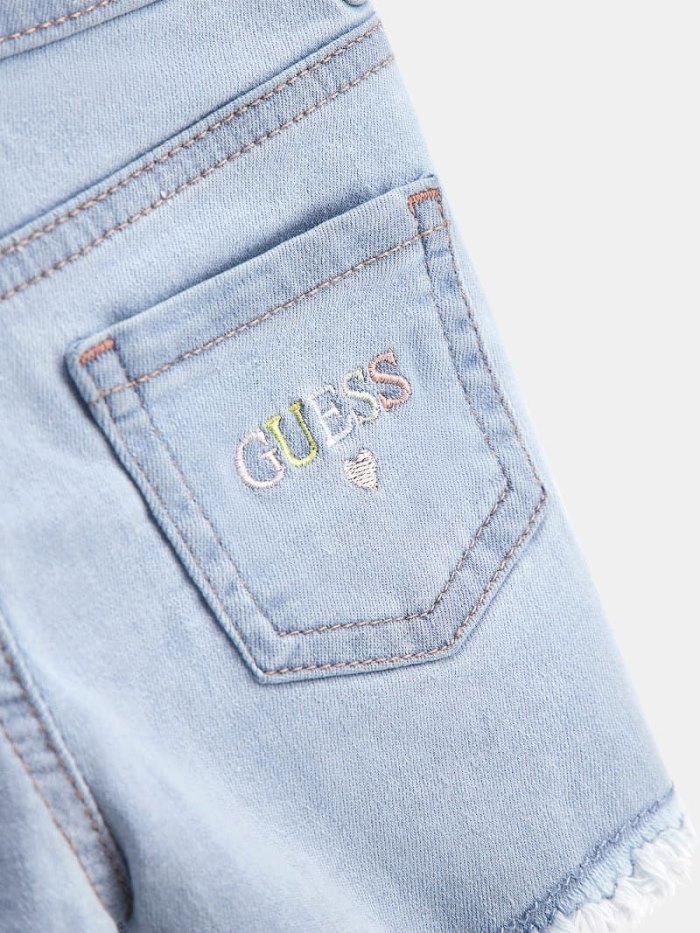 Guess All Over Embroidered Mektuplar Çocuk Şort Mavi | TR-436218