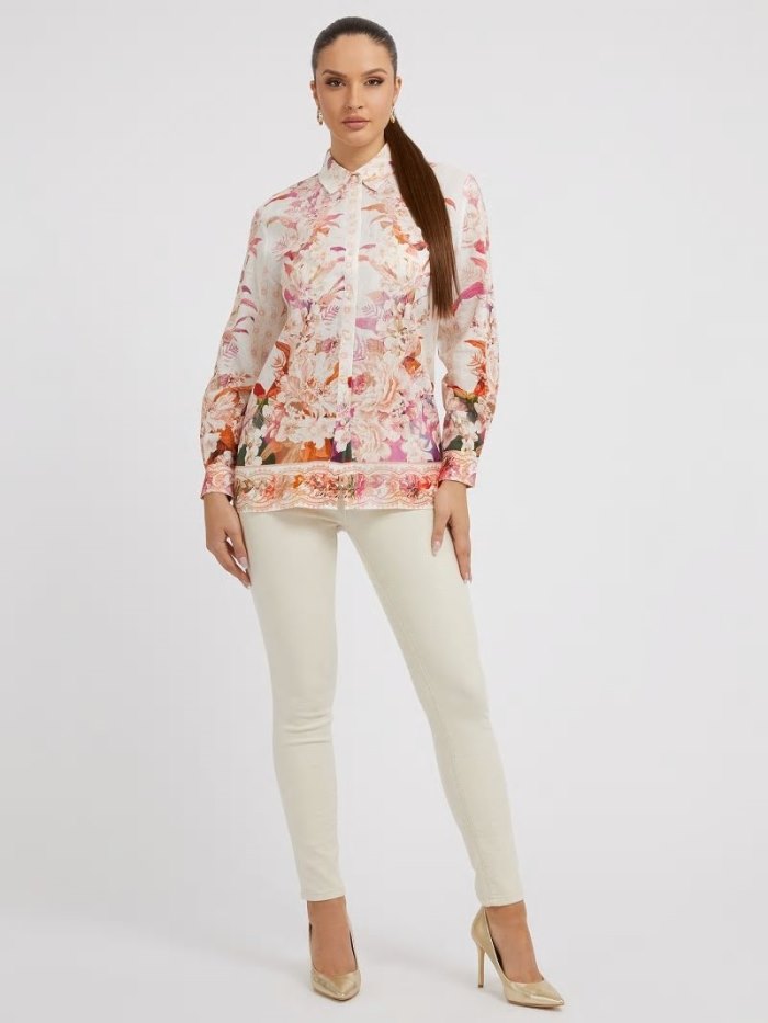 Guess All Over Floral Print Kadın Bluz Renkli | TR-272422