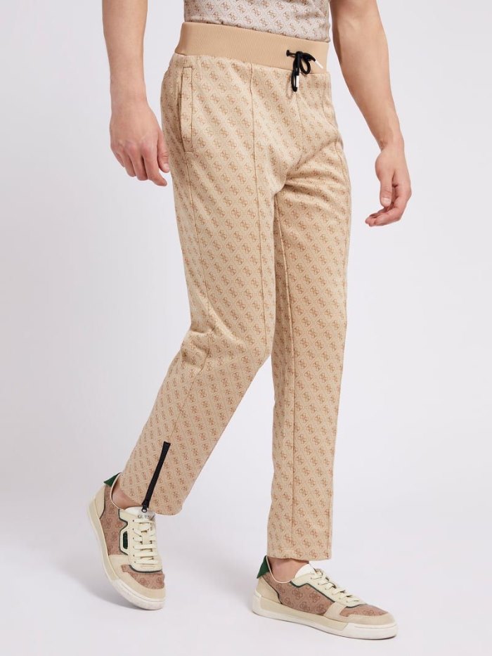 Guess All Over Logo Jogger Pant Erkek Jogger Pantolon Bej Rengi | TR-735694