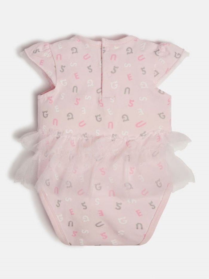 Guess All Over Logo Print Body Çocuk Bodysuit Pembe | TR-557840