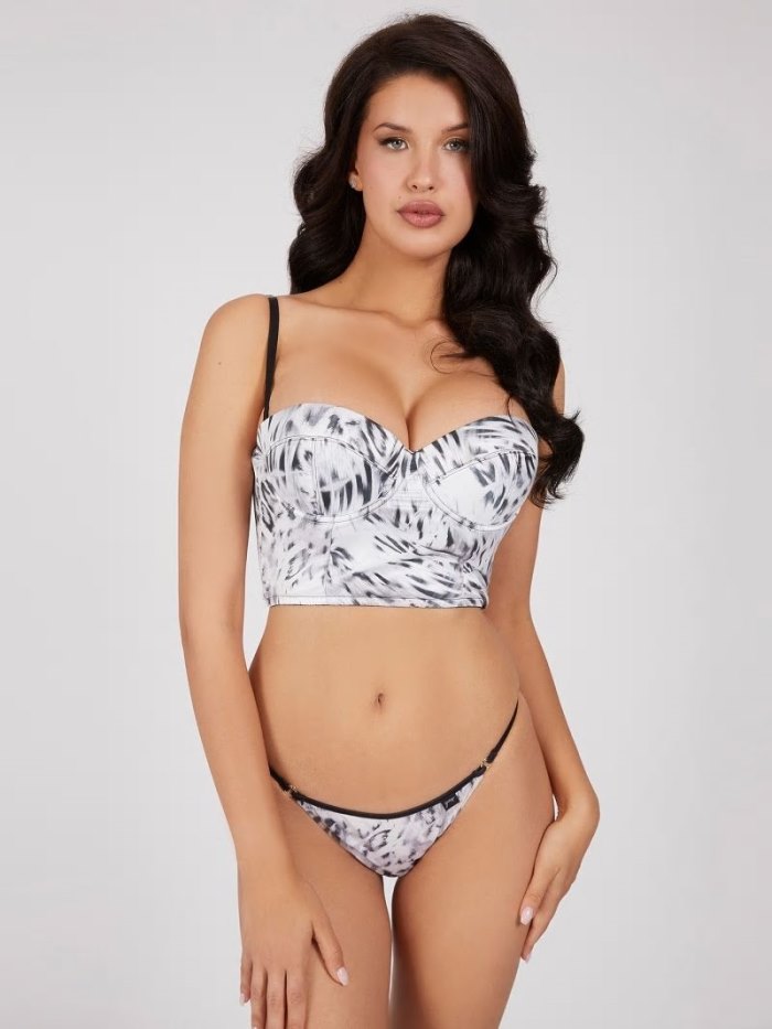 Guess All Over Print Satin Slip Kadın İç Giyim Siyah | TR-516755