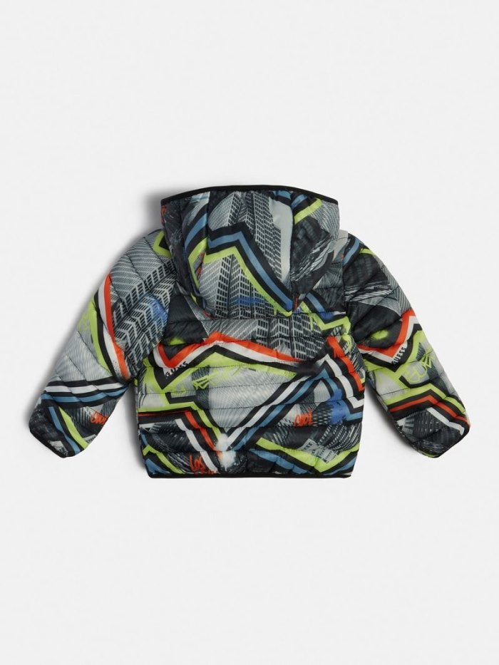 Guess All Over Print Çocuk Puffer Jacket Gri | TR-578240