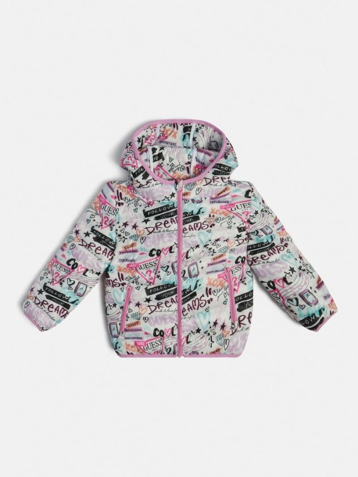 Guess All Over Print Çocuk Puffer Jacket Renkli | TR-899611