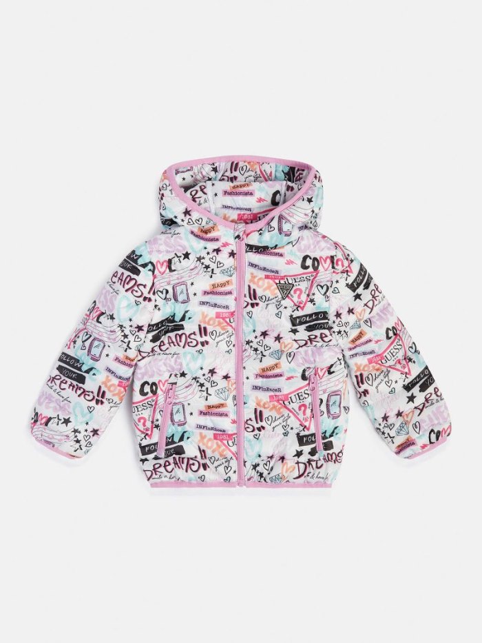 Guess All Over Print Çocuk Puffer Jacket Renkli | TR-899611