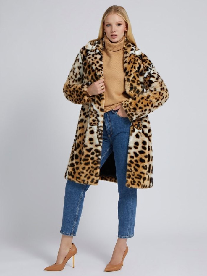 Guess Animalier Faux Fur Kadın Kaban Animalier | TR-081974