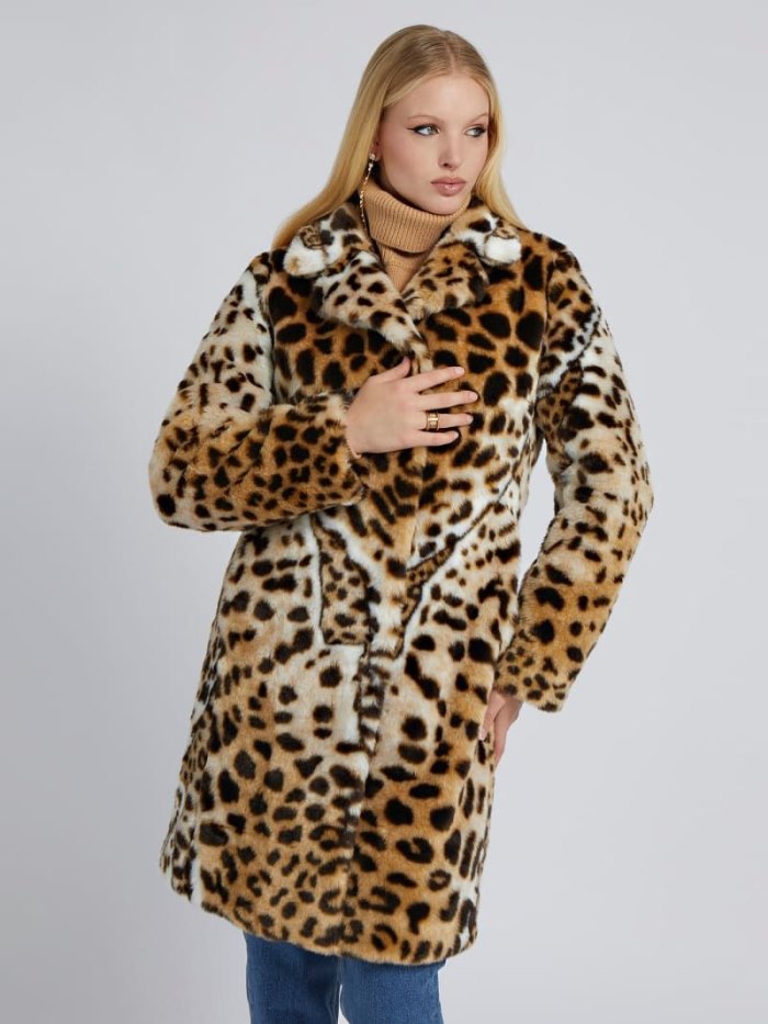 Guess Animalier Faux Fur Kadın Kaban Animalier | TR-081974