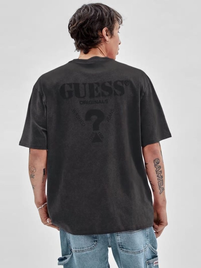 Guess Back Logo Erkek Tişört Siyah | TR-222341