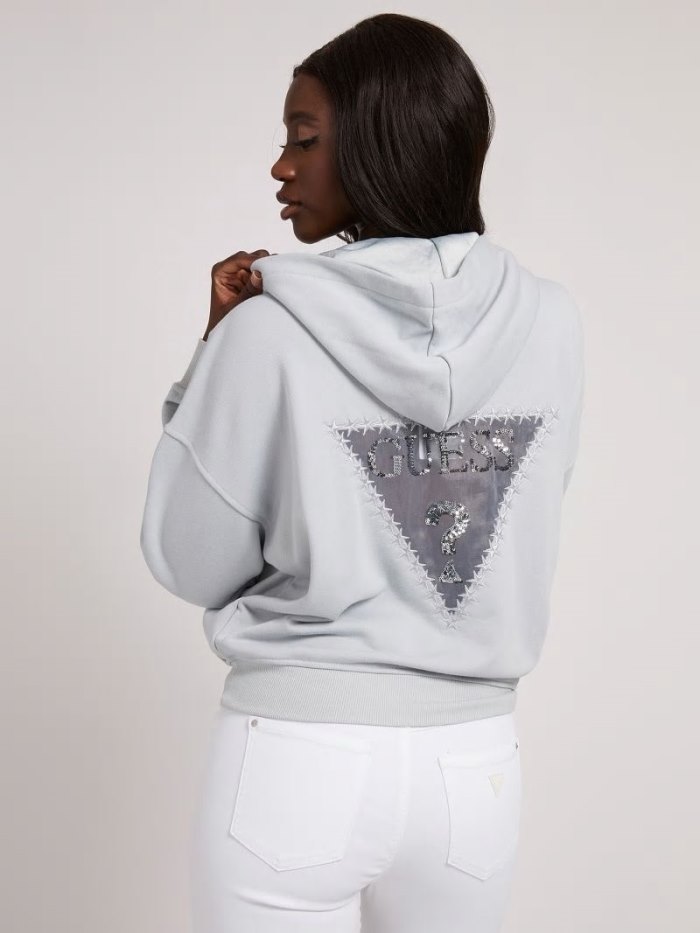 Guess Back Logo Hoodie Kadın Tişörtü Gri | TR-586138