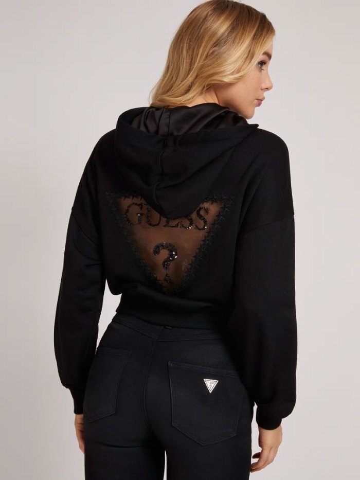 Guess Back Logo Hoodie Kadın Tişörtü Siyah | TR-996785