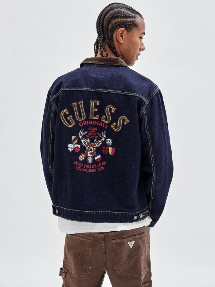 Guess Back Patch Erkek Kot Ceketler Koyu Mavi | TR-221487