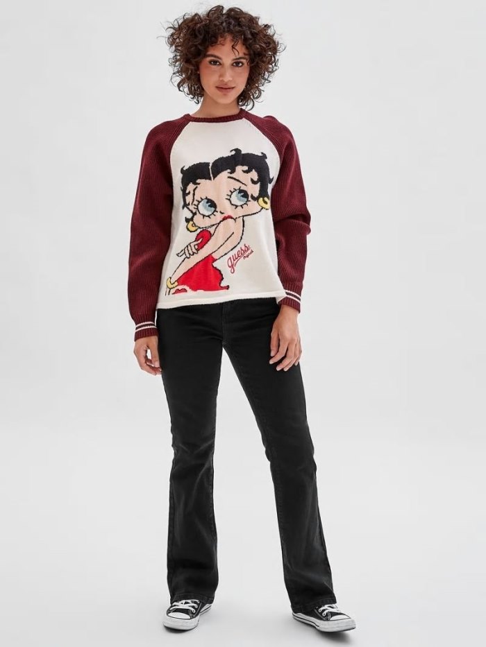 Guess Betty Boop Kadın Kazak Beyaz | TR-084879