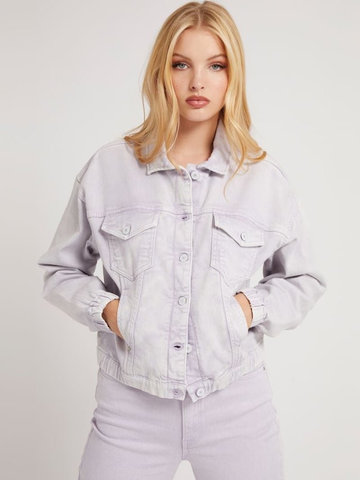 Guess Bomber Fit Kadın Kot Ceketler Lilac | TR-208549