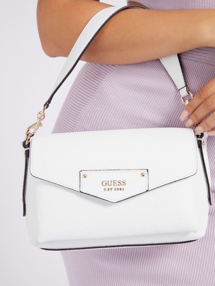 Guess Brenton Mini Kadın Omuz Çantası Beyaz | TR-799310