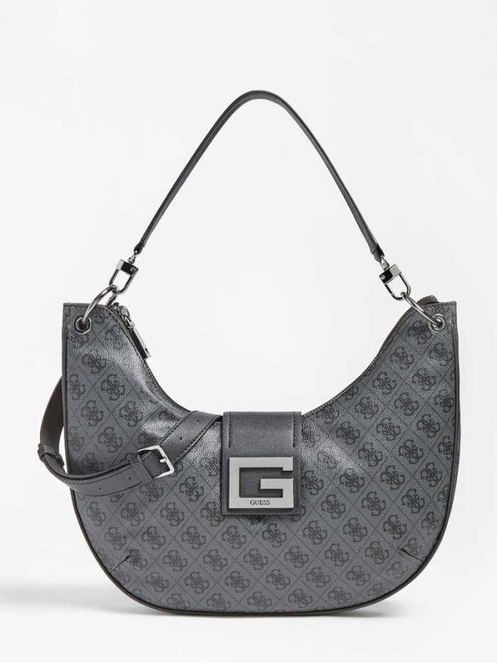 Guess Brightside 4g Logo Maxi Kadın Hobo Çanta Gri | TR-412068