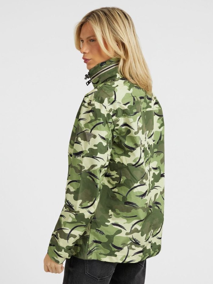 Guess Camouflage Erkek Raincoats Yeşil | TR-050398