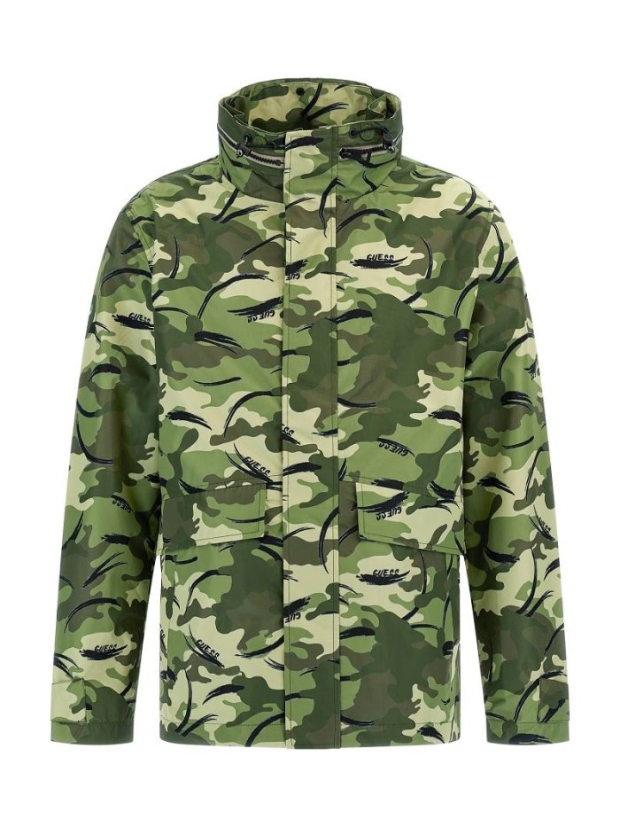 Guess Camouflage Erkek Raincoats Yeşil | TR-050398