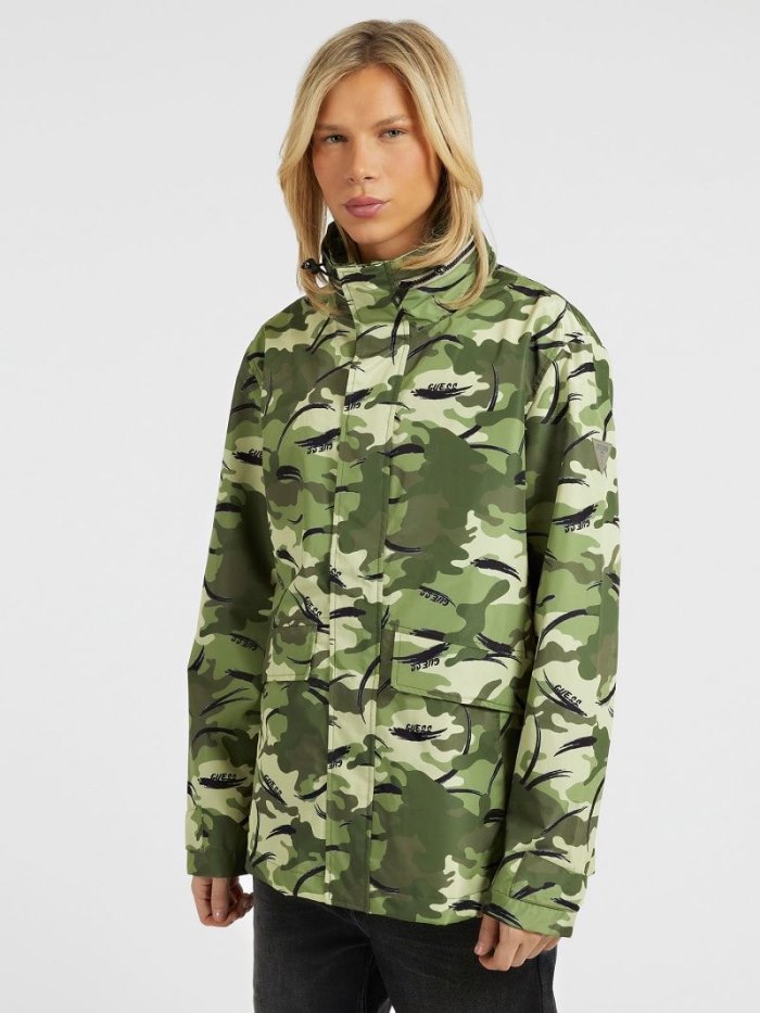 Guess Camouflage Erkek Raincoats Yeşil | TR-050398