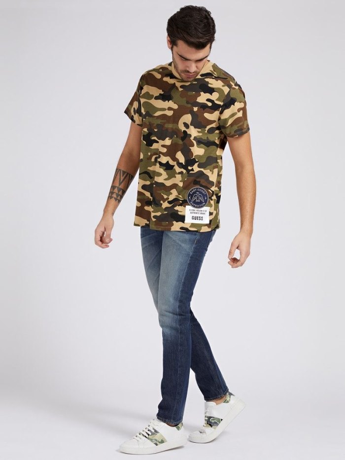 Guess Camouflage Print Erkek Tişört Camouflage | TR-108549