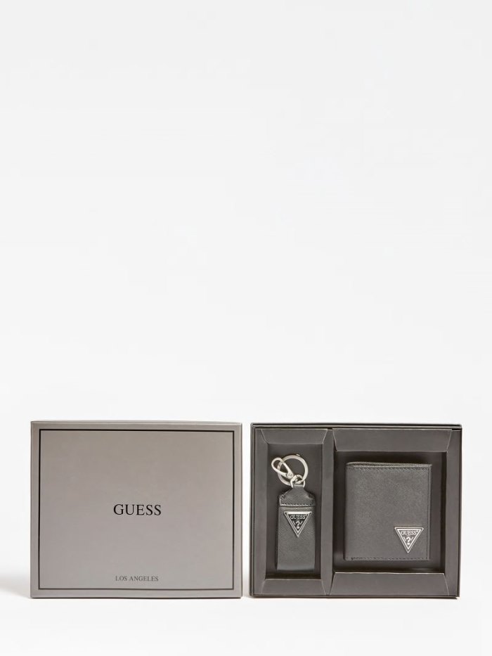 Guess Certosa Saffiano Box Erkek Sets Siyah | TR-753869