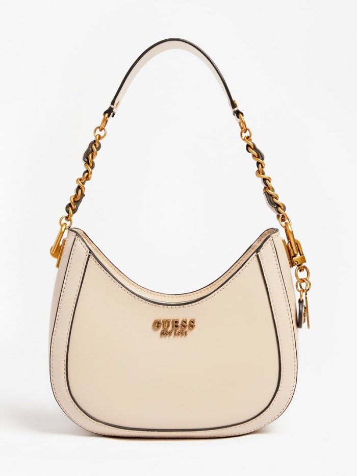 Guess Chain Handle Abey Mini Kadın Hobo Çanta Krema | TR-749751