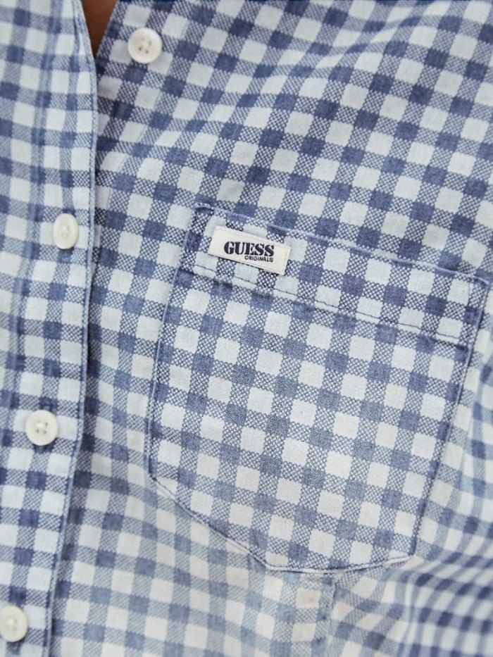 Guess Checked Print Kadın Üstler Mavi | TR-564044